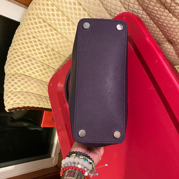 Michael Kors Purple Satchel Structured Dome Bag Silver Hardware - Picture 3 of 6